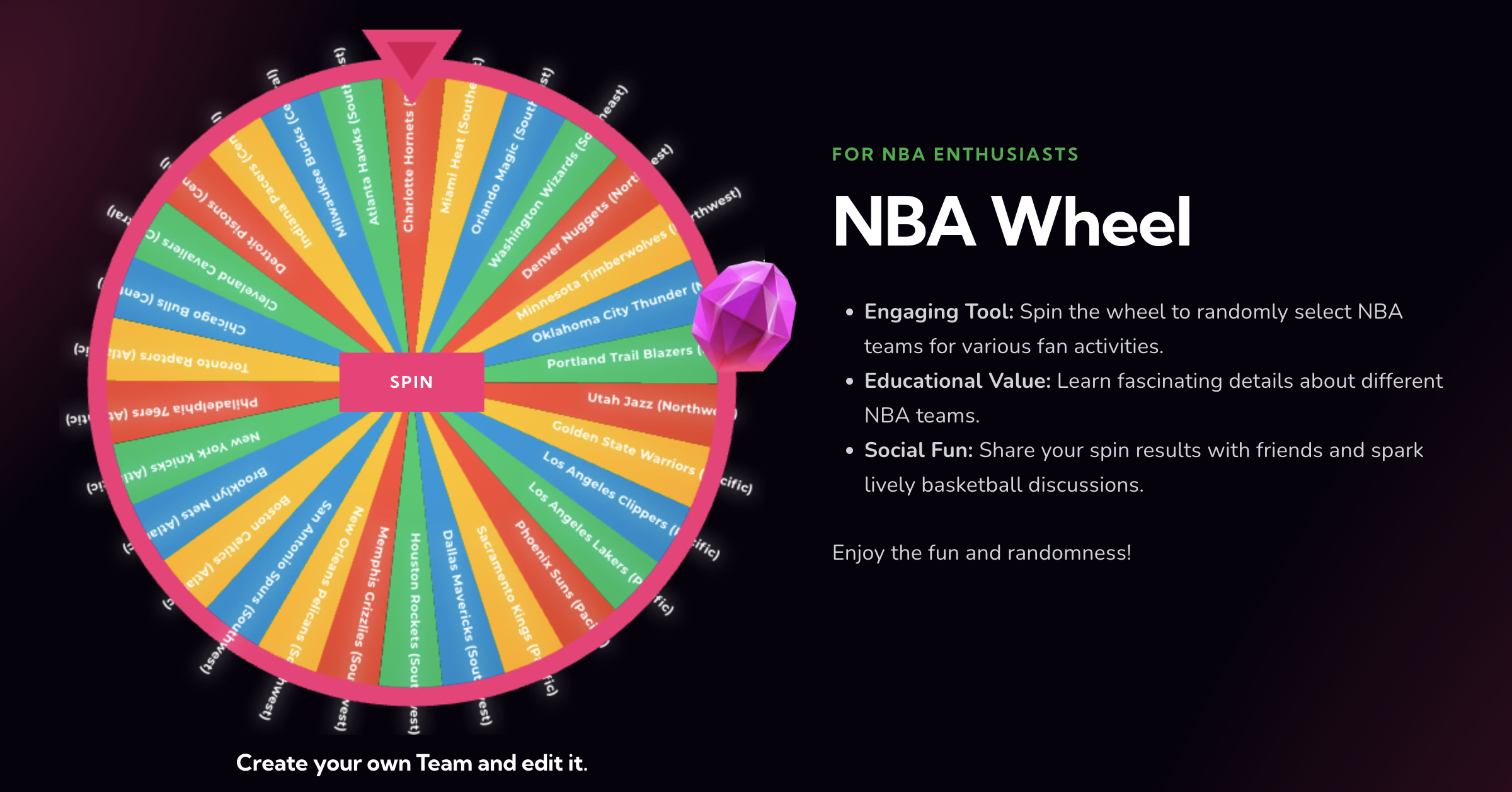 NBA Team Wheel 🏀 Spin the Wheel of NBA Teams ⛹️ Pick The Wheel