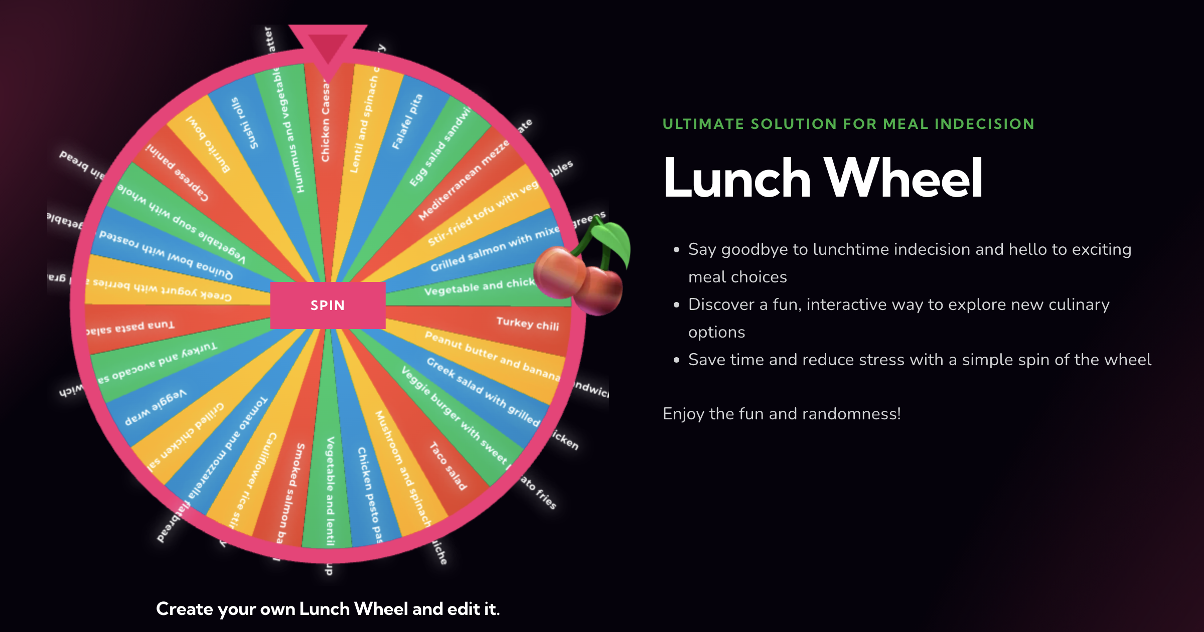 🍽️ Spin for Lunch Wheel Save Time ⏱️ & Add Fun to Meals Pick The Wheel