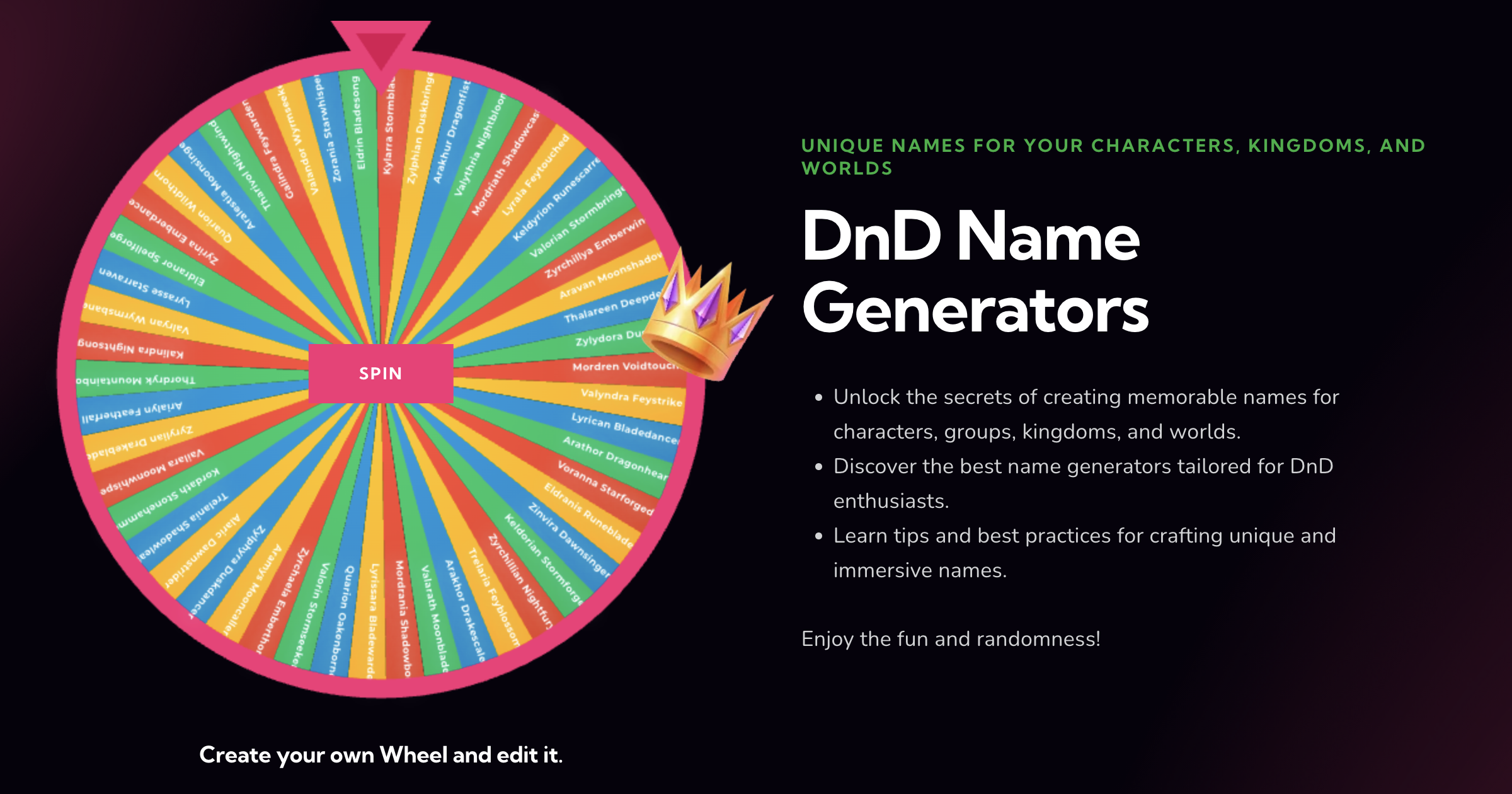 🧙 DnD Name Generator Craft Immersive Unique Names Pick The Wheel