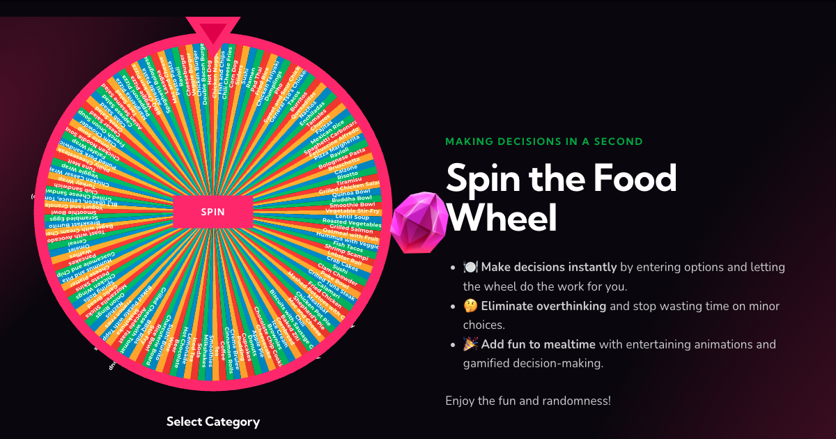 🎡 Spin the Wheel for Food Choices Pick Your Meal Easily! Pick The Wheel — free download